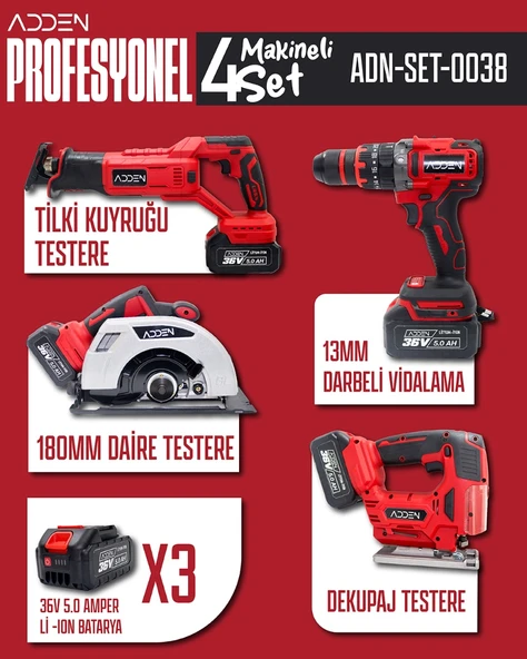 ADDEN Profesyonel 4’lü Set ADN-SET-0038 ürün görseli 1
