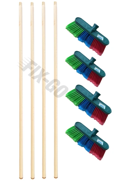 Fırça Sapı Ahşap Sap 200 cm ve Oto Fırça 17 cm Yumuşak 4'lü Set ürün görseli 1