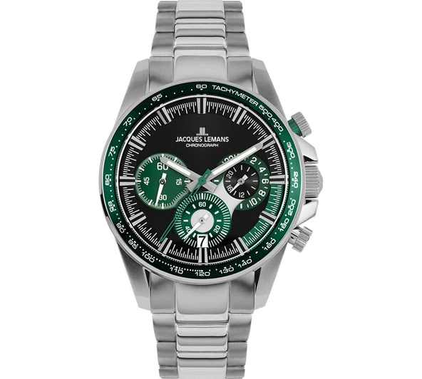 Jacques Lemans Liverpool JL.1-2127G Quartz Çelik Gri Yeşil Kadran 10 ATM 40 mm Erkek Kol Saati ürün görseli 1