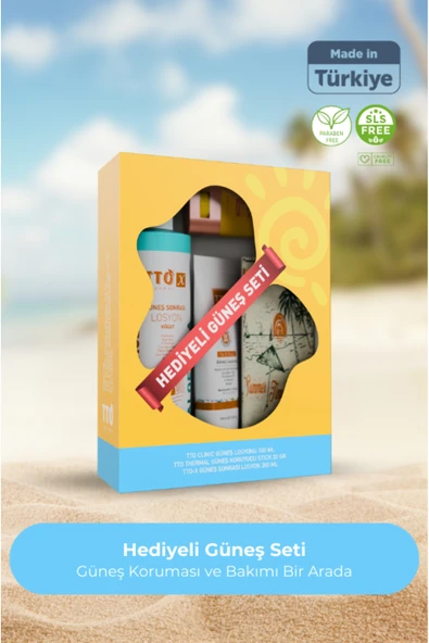 Tto 3’lü Hediyeli Güneş Bakım Seti Spf 50 Güneş Kremi Stick Güneş Sonrası Losyon ürün görseli 1