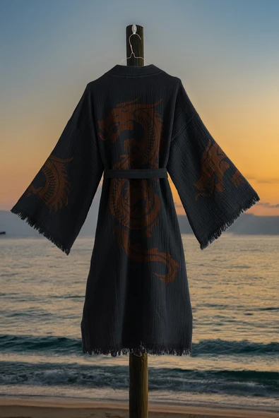 Varol Organik %100 Pamuk Kimono Yaka Sabalık Bornoz Plaj Elbisesi - Viserion ürün görseli 1