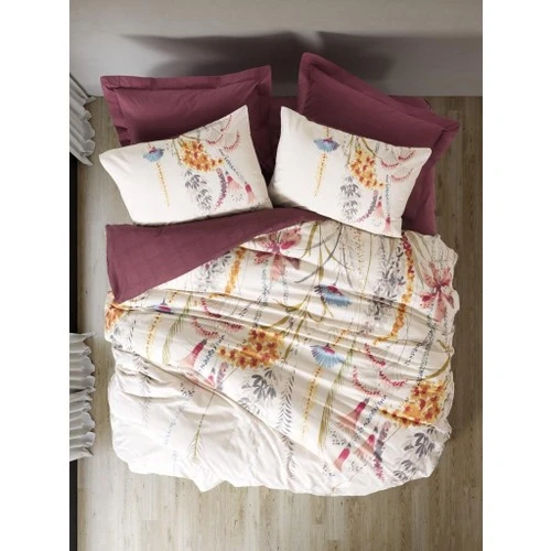 Cotton Box Modeline Çift Kişilik Nevresim Takımı Flos Bordo ürün görseli 1