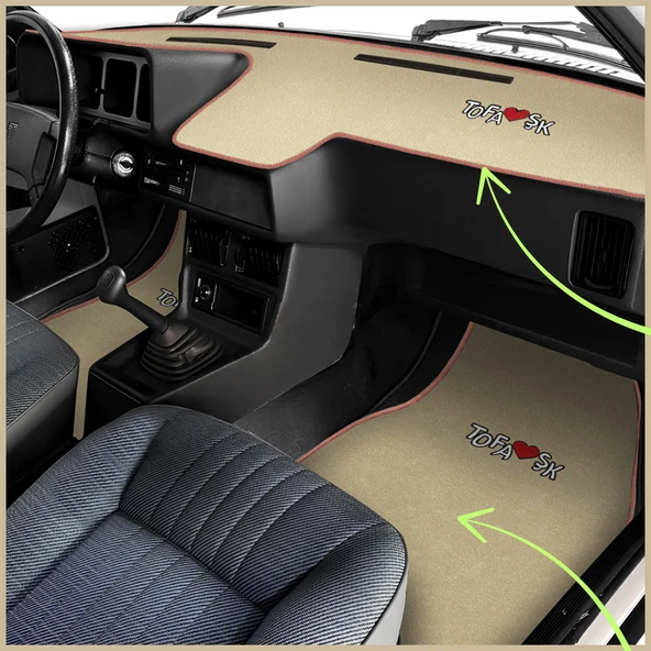 Tofaş Şahin Doğan Kartal Bej Renk Araç Oto Halı Paspas / Tofaş Düşük - Alçak Torpido Koruma Halısı ürün görseli 1