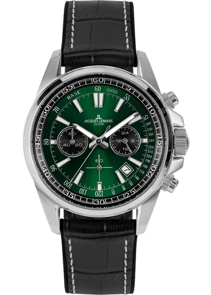 Jacques Lemans Liverpool JL.1-2117T Quartz Deri Siyah 20 ATM 44 mm Erkek Kol Saati ürün görseli 1