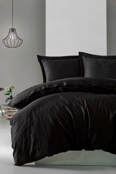 Cotton Box Elegant Saten Çift Kişilik Nevresim Takımı Siyah ürün görseli 1