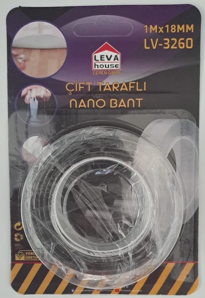 LEVA ŞEFFAF ÇİFT TARAFLI NANO BANT 18mm x 1metre LV-3260 ürün görseli 1