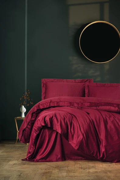Cotton Box Elegant Saten Çift Kişilik Nevresim Takımı Bordo ürün görseli 1