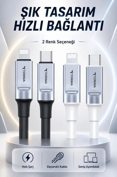 Şarj Kablosu Type-C to Lightning 3.0A Data Kablo U15 Siyah - Resim 5