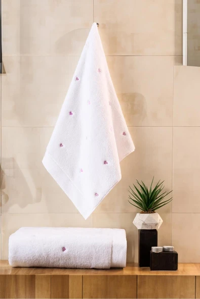 Varol Love Serisi Nakışlı Micro Cotton Banyo Havlu Seti ürün görseli 1
