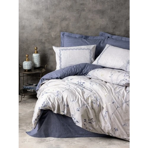 Cotton Box Modeline Çift Kişilik Nevresim Takımı Nitsa Lacivert ürün görseli 1