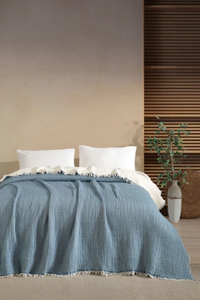 Varol 5 Katlı Çift Kişilik %100 Pamuk Müslin Yatak Örtüsü – 230x240 cm ürün görseli 1