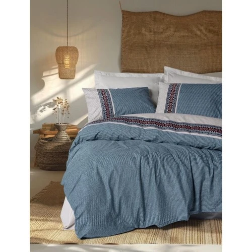 Cotton Box Folk Ark Çift Kişilik Nevresim Takımı Polku Gri ürün görseli 1