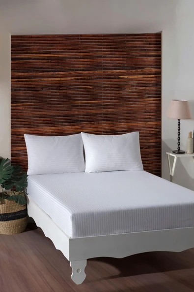 Varol King Size Fitted Saten Çarşaf Takımı - Beyaz ürün görseli 1