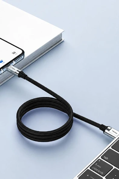 Şarj Kablosu Type-C to Lightning 3.0A Data Kablo U15 Siyah - Resim 2