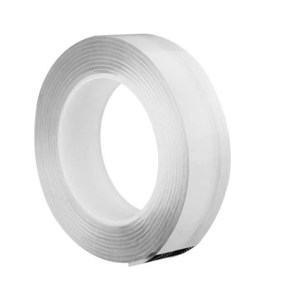 Güçlü Yapışkan Şeffaf Çift Taraflı Nano Silikon Bant 24 mm x 1 m Dayanıklı Kolay Yıkanabilir ürün görseli 1