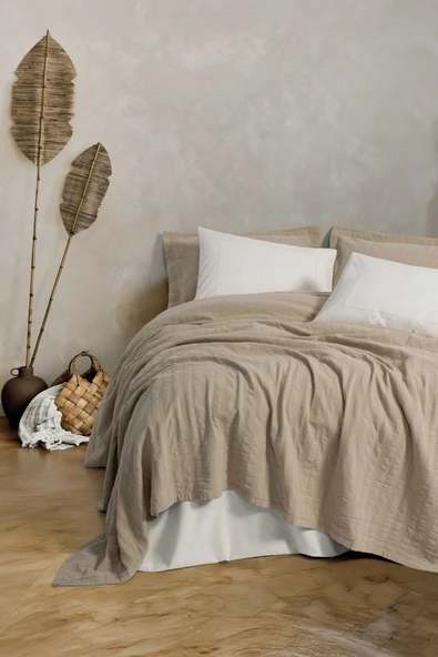 Cotton Box Natura Çift Kişilik Yatak Örtüsü / Pike Takımı Vilo Bej ürün görseli 1