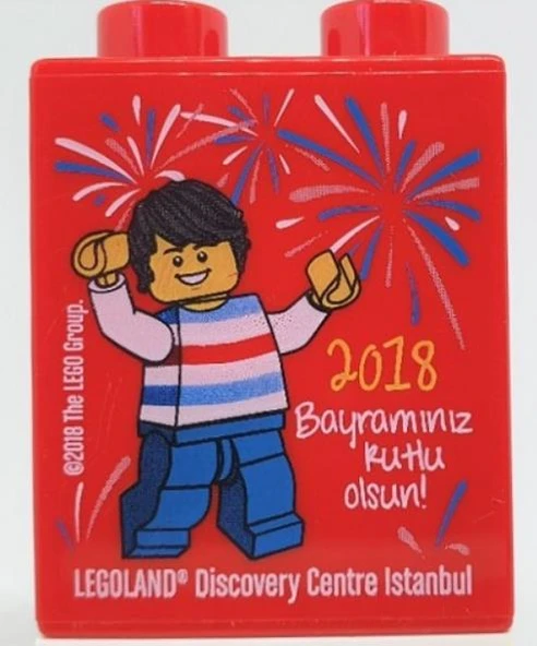 Legoland Discovery Centre 2018 Bayraminiz Kutlu olsun Minifigure and Fireworks Pattern Duplo Brick 1x2x2 ürün görseli 1