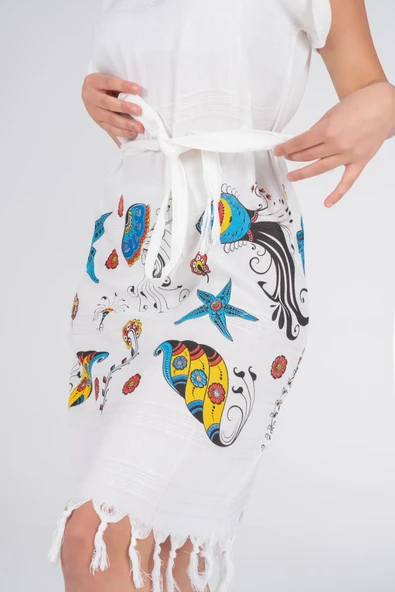 Varol Baskılı Bambu Plaj Elbisesi - Resim 2