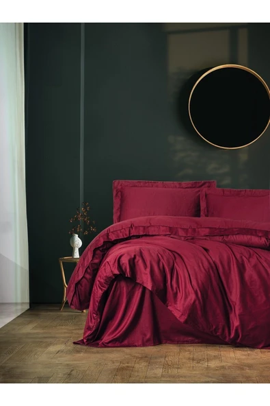 Cotton Box Elegant Saten Tek Kişilik Nevresim Takımı Bordo ürün görseli 1