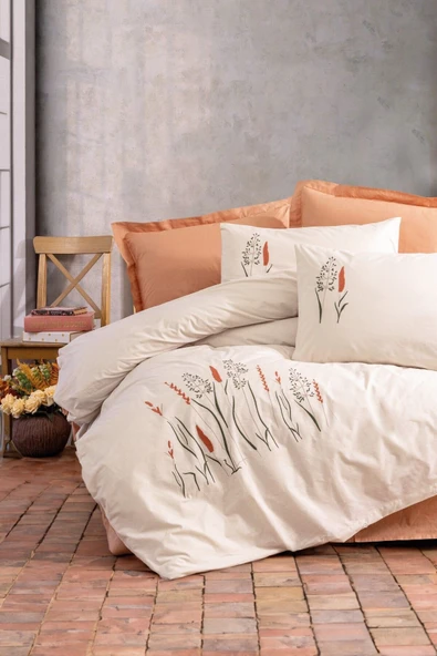 Cotton Box Brode Serisi Çift Kişilik Nevresim Takımı Maia Karamel ürün görseli 1