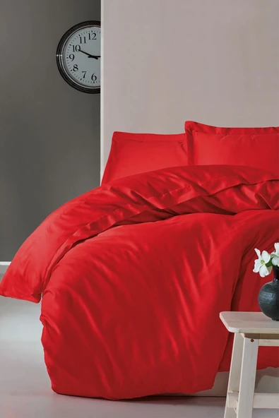 Cotton Box Elegant Saten Tek Kişilik Nevresim Takımı Kirmizi ürün görseli 1