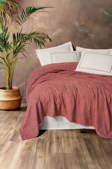 Cotton Box Embrova Çift Kişilik Pike Takımı Şönil Loom Bordo ürün görseli 1