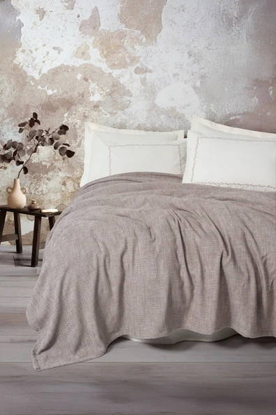 Cotton Box Embrova Çift Kişilik Pike Takımı Şönil Loom Bej ürün görseli 1