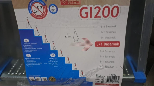 GALVENİZ KAPLAMA MERDİVEN 3+1 BASAMAKLI - Resim 2
