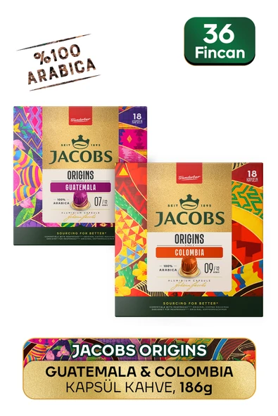 Jacobs Origins Guatemala + Origins Colombia Nespresso Uyumlu Alüminyum Kapsül Kahve 36 Kapsül ürün görseli 1