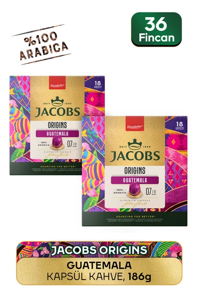 Jacobs Origins Guatemala Nespresso Uyumlu Alüminyum Kapsül Kahve 36 Kapsül ürün görseli 1