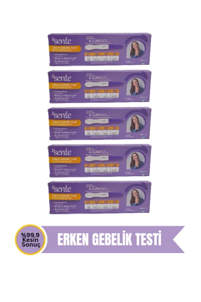 SENTE Erken Gebelik Testi %99.9 Kesin Sonuç 5 Adet Hızlı Hamilelik Testi ürün görseli 1