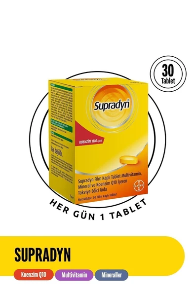 SUPRADYN 30 Film Kaplı Tablet | Koenzim Q10, Multivitamin Ve Mineral Içeren Takviye Edici Gıda ürün görseli 1