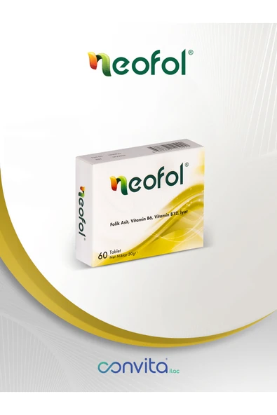 NEOFOL Folik Asit 400mcg, B6 Vitamini, B12 Vitamini Ve Iyot Içeren 60 Tablet ürün görseli 1