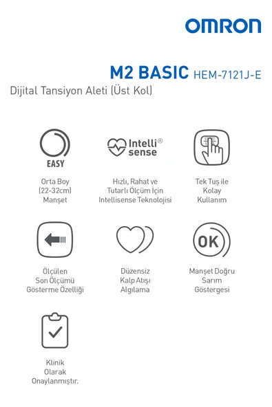 OMRON M2 Basic Hem-7121j-e (c) Koldan Ölçer Tansiyon Aleti M2 Basic Hem-7121j-e - Resim 3
