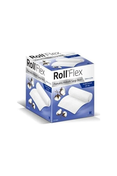 ROLL Flex 10cmx1.5m 25 Adet Pamuklu Hidrofil Sargı Bezi ürün görseli 1