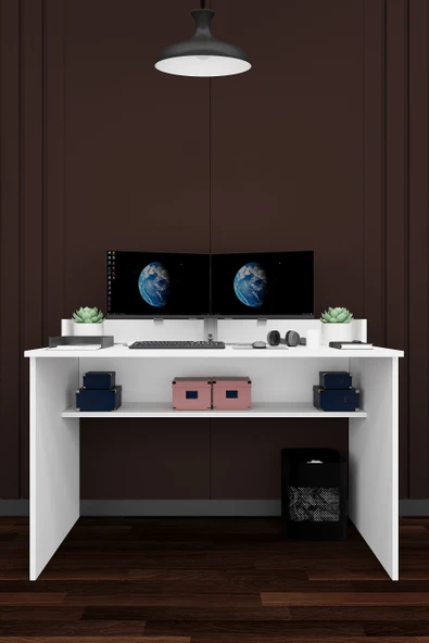 Modern Çalışma Masası %100 MDF Bilgisayar Ders Ofis Masası ÇM01  Beyaz ürün görseli 1