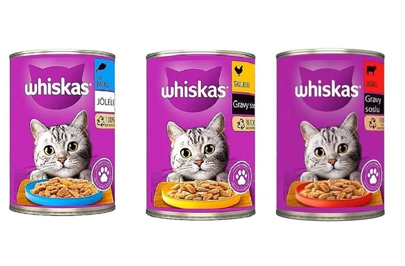 Whiskas 3 Çeşit Karışık Yetişkin Konserve Kedi Maması 24 X 400 G ürün görseli 1