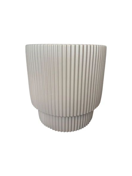 Çift Kalı Çizgili Modern Saksı - Resim 4
