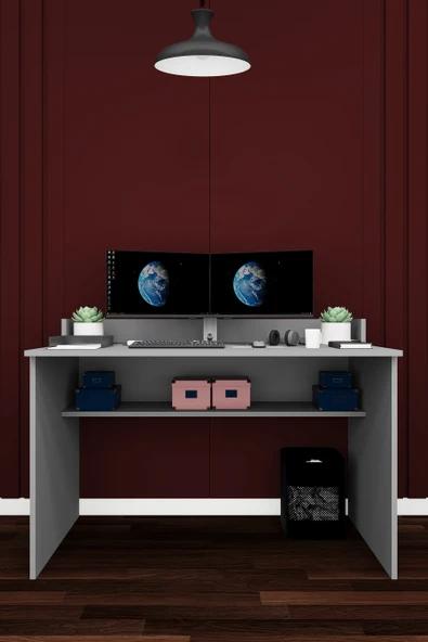 Modern Çalışma Masası %100 MDF Bilgisayar Ders Ofis Masası ÇM01  Kül Gri ürün görseli 1