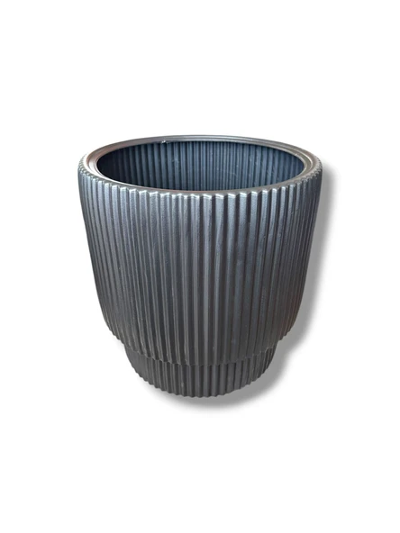 Çift Kalı Çizgili Modern Saksı - Resim 6