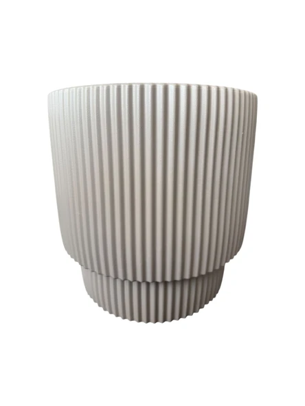 Çift Kalı Çizgili Modern Saksı - Resim 3