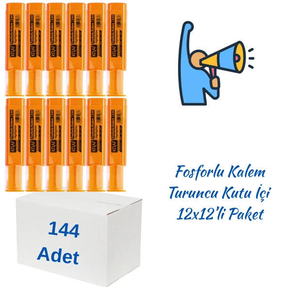 Kraf Fosforlu Kalem 330 Turuncu 144 Adet ürün görseli 1
