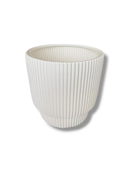 Çift Kalı Çizgili Modern Saksı - Resim 2