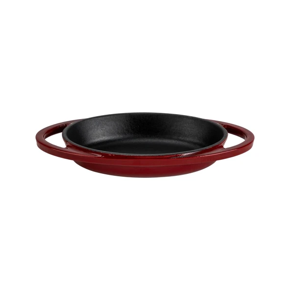 Lava Döküm Oval Sahan Döküm Demir Yekpare Çift Kulplu Ölçü 15x10cm.-Bordo ürün görseli 1