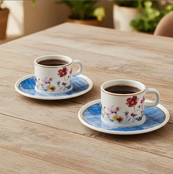 Güral Porselen Mental 4 Parça Çay Fincan Takımı 6709 Mavi ürün görseli 1