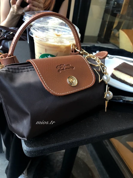 Mini Kahverengi Longchamp Çanta - Resim 2
