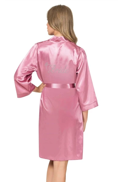 Arias Closet Gül Kurusu Kısa Saten Bride Sabahlık ürün görseli 1