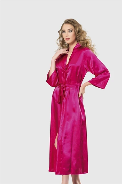 Arias Closet Vişne Uzun Saten Sabahlık ürün görseli 1