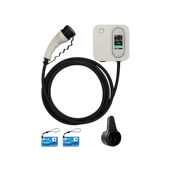 Elektrikli Akıllı Araç Şarj İstasyonu 22 KW Duvar Tipli 5 Metre Kablo Mobil Uygulamalı HCDK-22 RFID ürün görseli 1