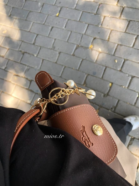 Mini Kahverengi Longchamp Çanta - Resim 4